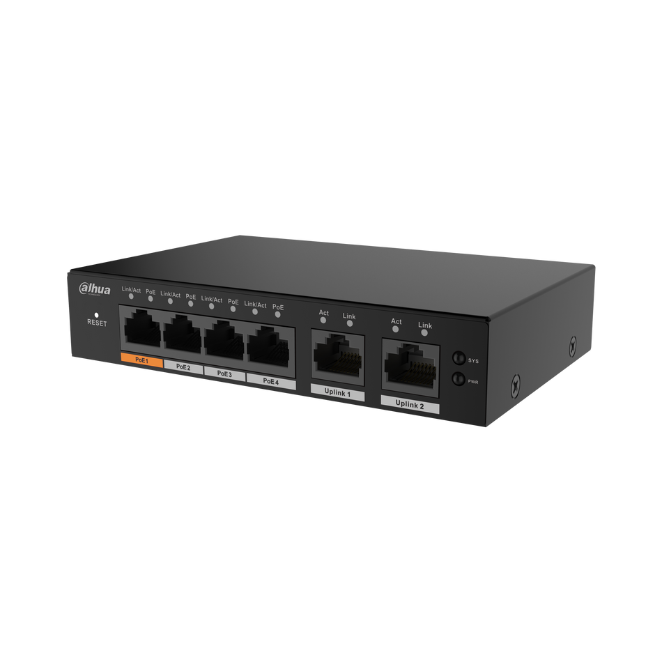 DAHUA S4100-4GT2GT-60-C 6-Port Cloud Managed Gigabit Switch with 4-Port PoE