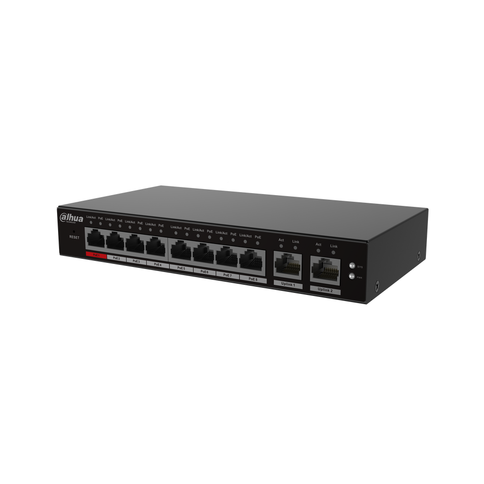 DAHUA S4100-8ET2GT-96-C 10-Port Cloud Managed Switch with 8-Port PoE