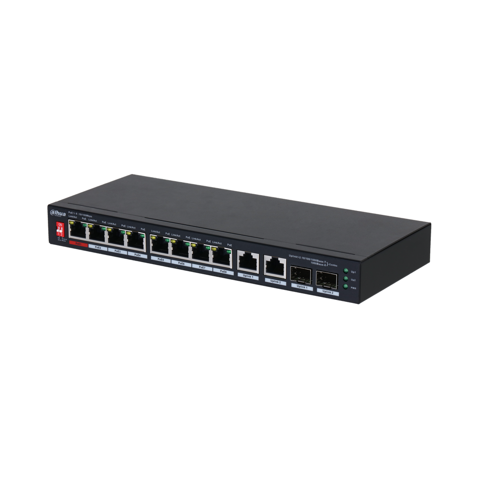 DAHUA PFS3210-8ET2GF-96 10-Port Unmanaged Desktop Switch with 8-Port PoE